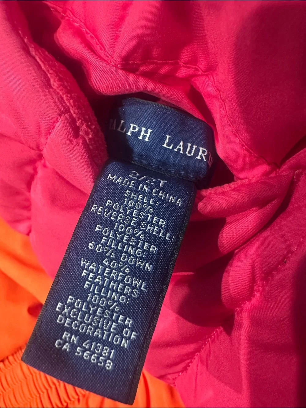 Ralph Lauren Reversible Hot Pink and Orange Quilted Puffer Vest